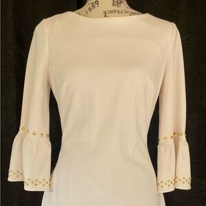 Calvin Klein Cream Dress with Gold Details